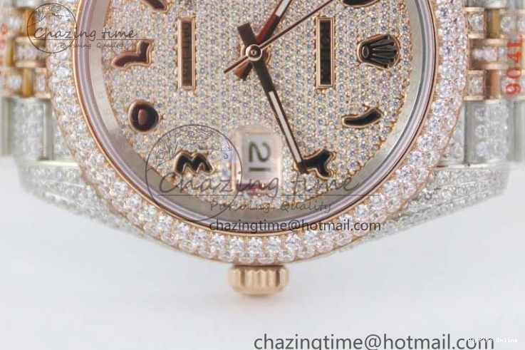 1225 Affordable Datejust 41 SS RG Full Diamonds TWF 1:1 Best Edition Arabic Markers Dial on Jubilee Bracelet A 2385